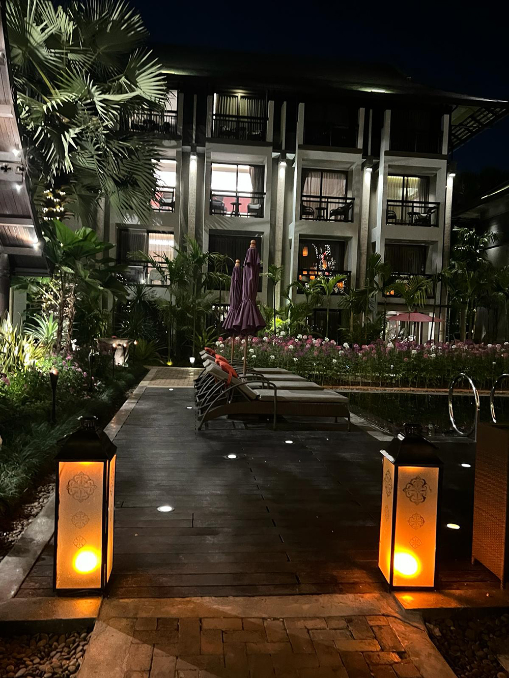 the pool at night